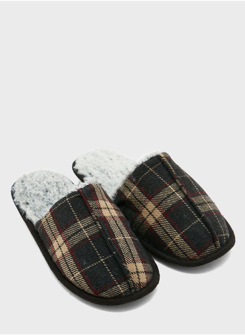 Seventy Five - Check Print Soft Bedroom Slippers - Image 1