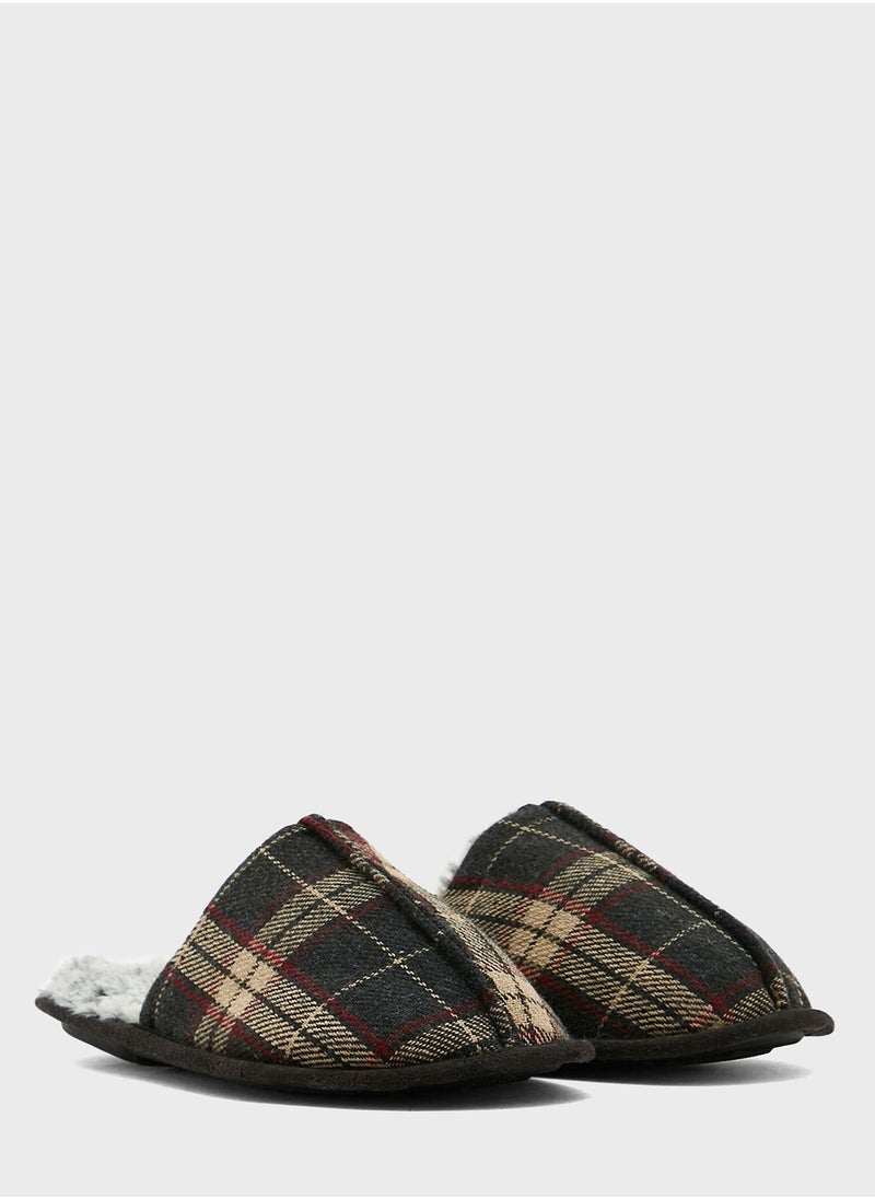 Seventy Five - Check Print Soft Bedroom Slippers - Image 1