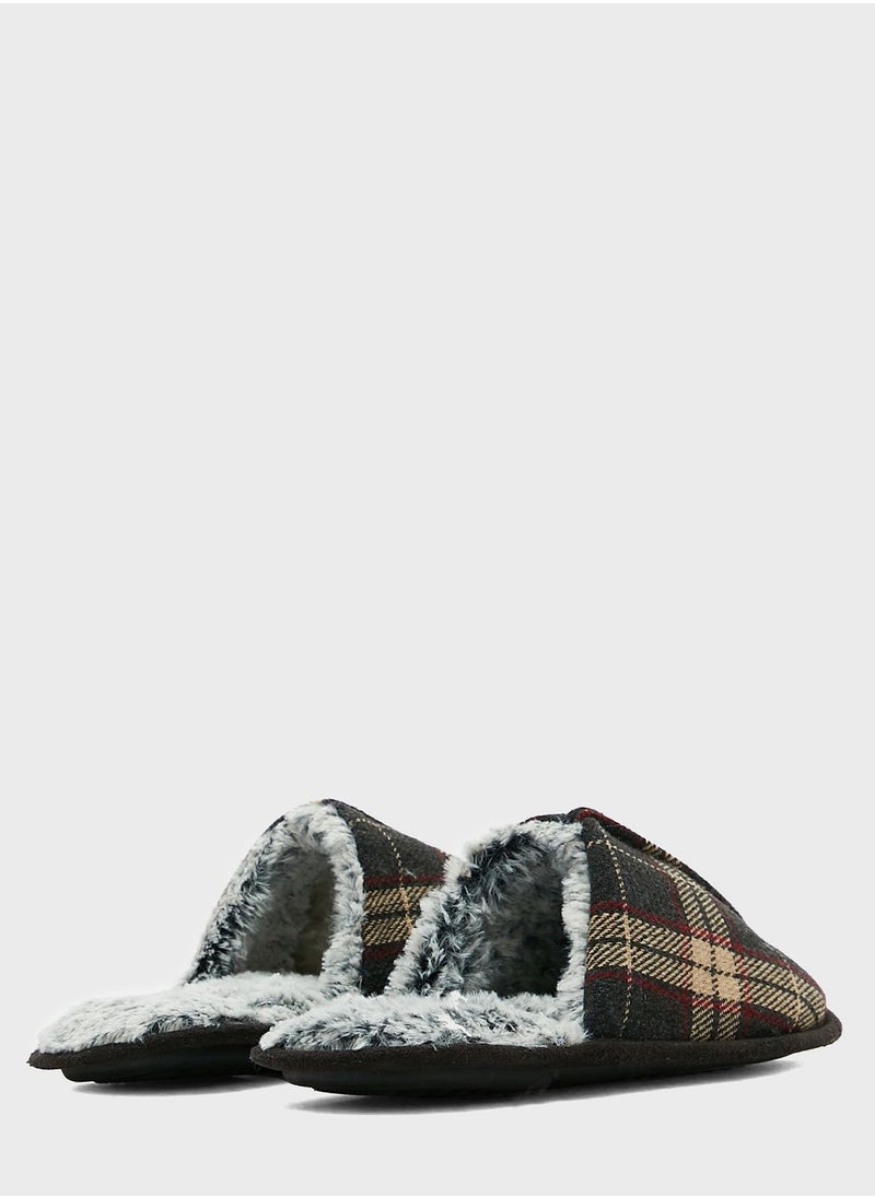 Seventy Five - Check Print Soft Bedroom Slippers - Image 1