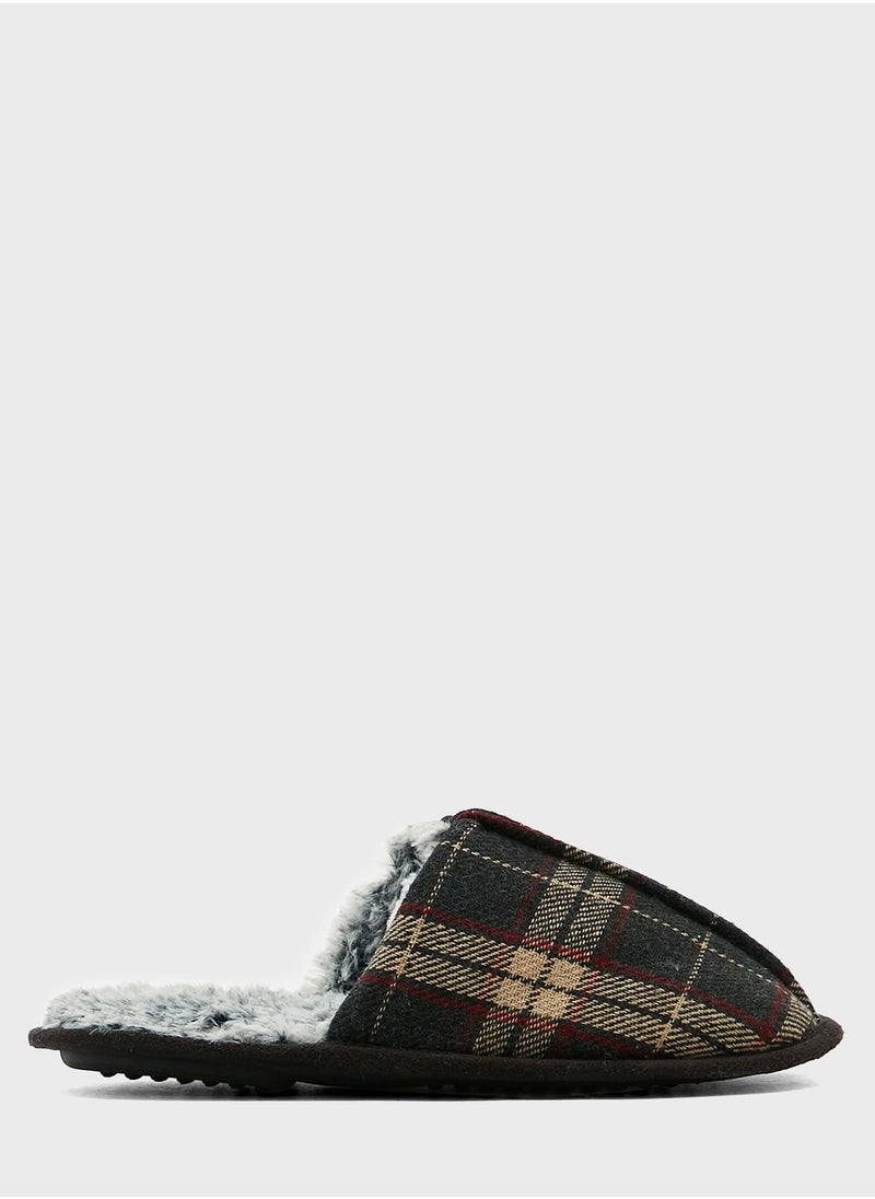 Seventy Five - Check Print Soft Bedroom Slippers - Image 1