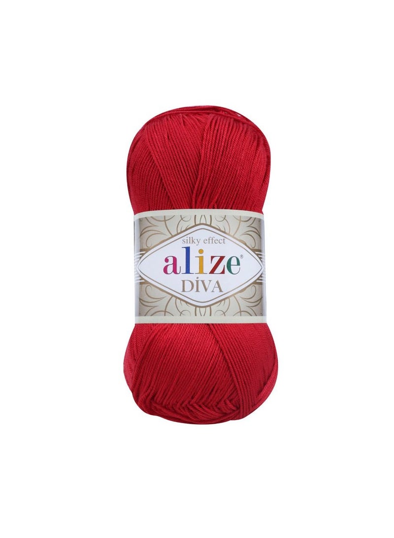 ALIZE Diva Silk Acrylic Yarn 106 Red