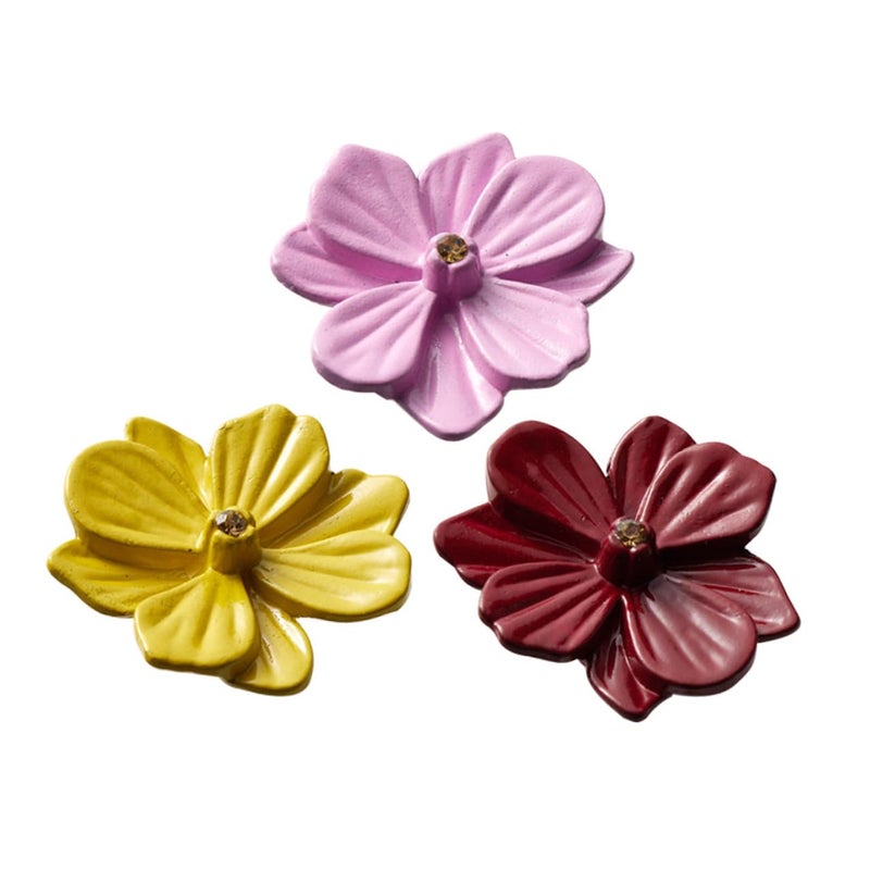 3pcs Zinc Alloy Cabinet Knobs Vintage Flower Drawer Pull Handles for Cupboard Dresser Yellow Pink Red - Image 2