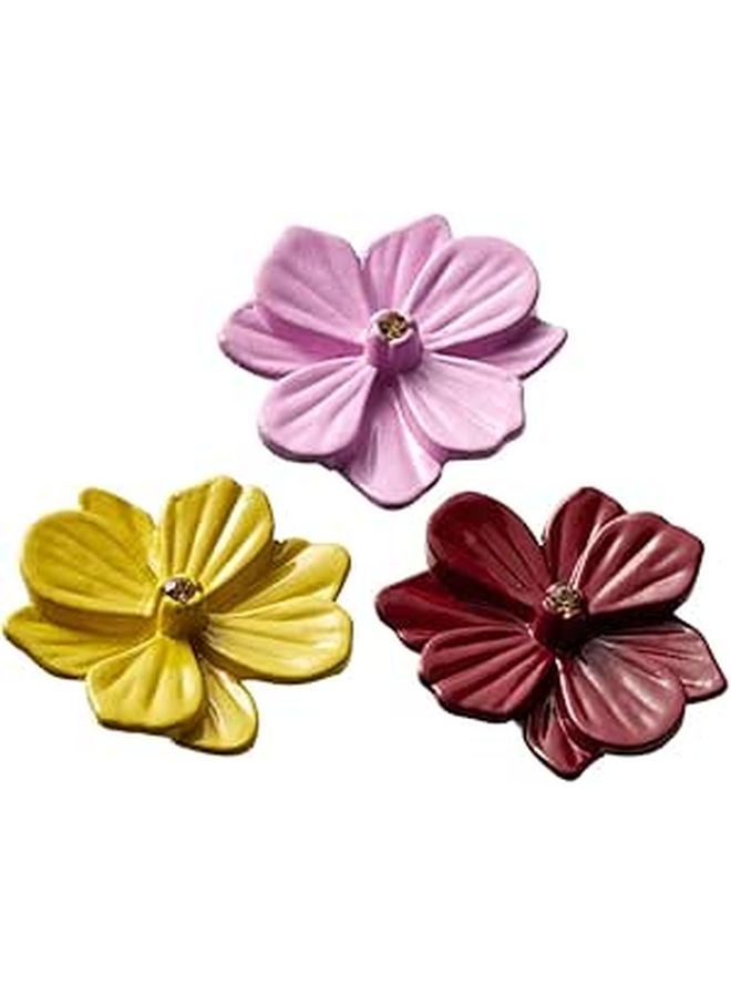 3pcs Zinc Alloy Cabinet Knobs Vintage Flower Drawer Pull Handles for Cupboard Dresser Yellow Pink Red - Image 1
