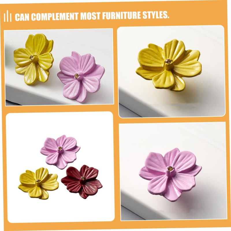 3pcs Zinc Alloy Cabinet Knobs Vintage Flower Drawer Pull Handles for Cupboard Dresser Yellow Pink Red - Image 5