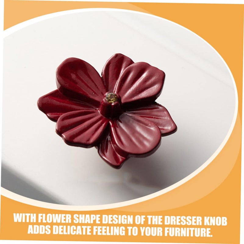 3pcs Zinc Alloy Cabinet Knobs Vintage Flower Drawer Pull Handles for Cupboard Dresser Yellow Pink Red - Image 4