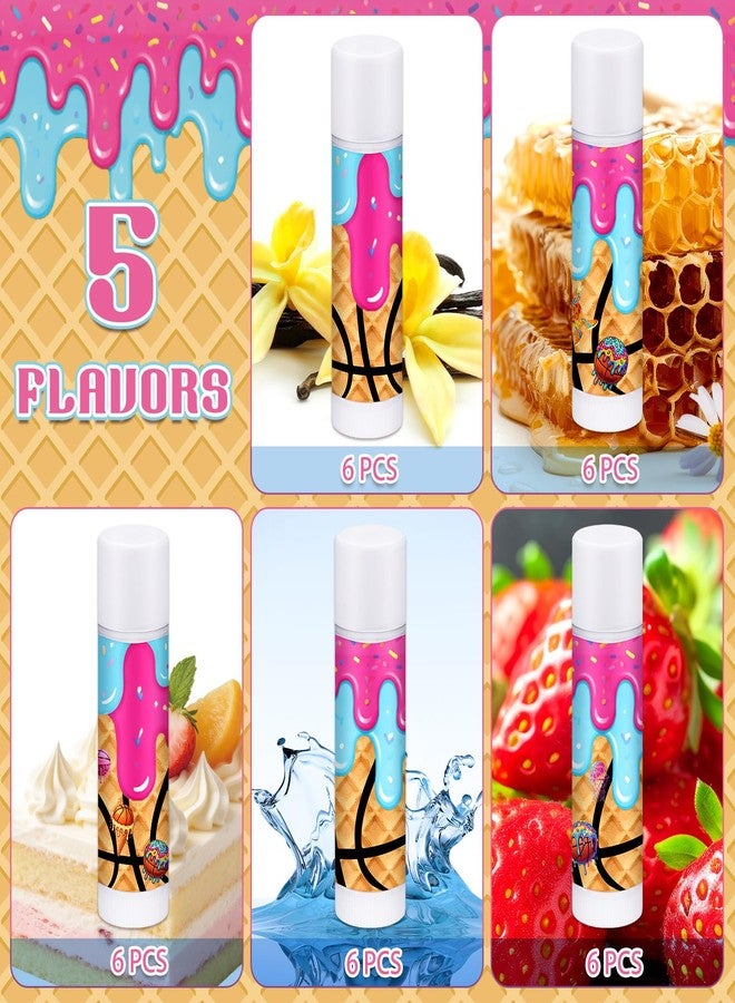 Batiyeer 30 Pcs Basketball Ice Cream Drip Lip Balms Summer Sport Party Goodie Favor Basketball Drip Gift Set Bulk Sports Team Gifts Birthday Party Decorations Inspirational Accessories for Teen Adults - Image 2