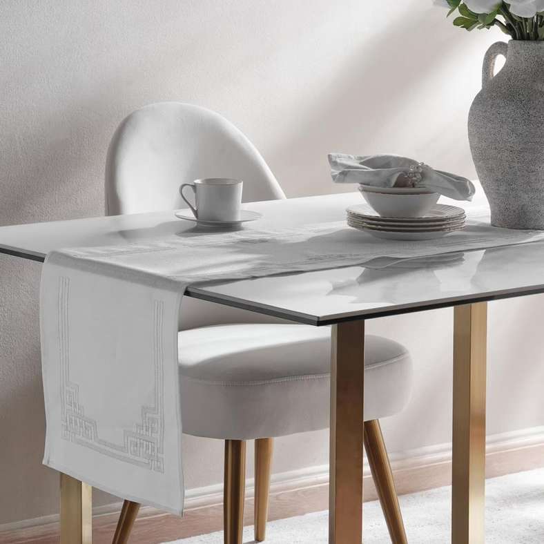 Pan Home Embroidered Table Runner 33x120cm - White - Image 1