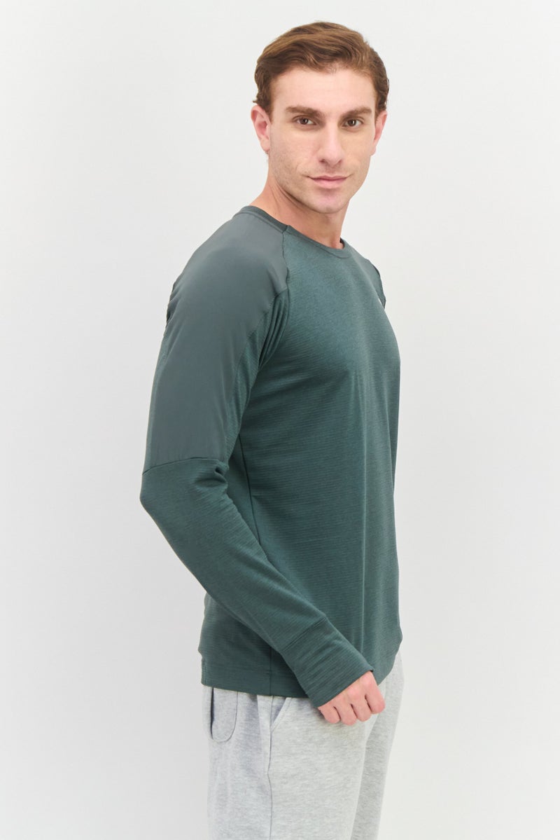 Brooks Men Sportswear Fit Long Sleeves Running Sweatshirt, Olive  - Image 2