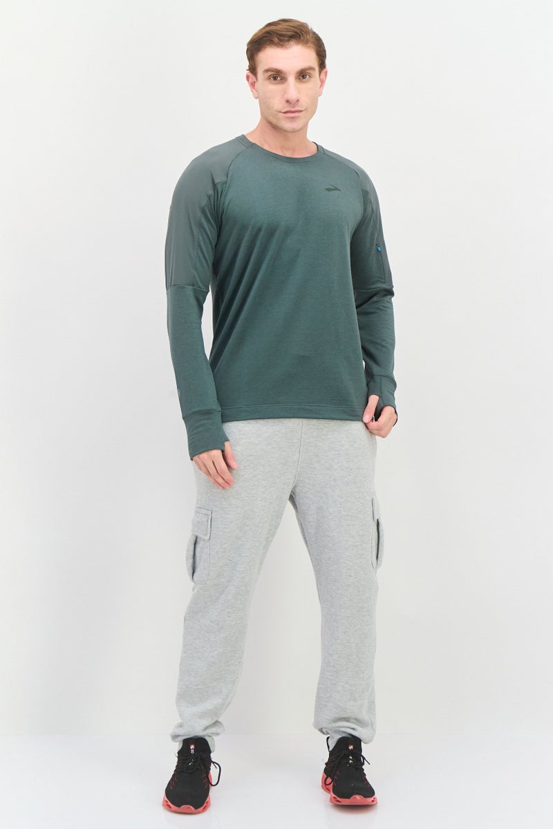Brooks Men Sportswear Fit Long Sleeves Running Sweatshirt, Olive  - Image 4