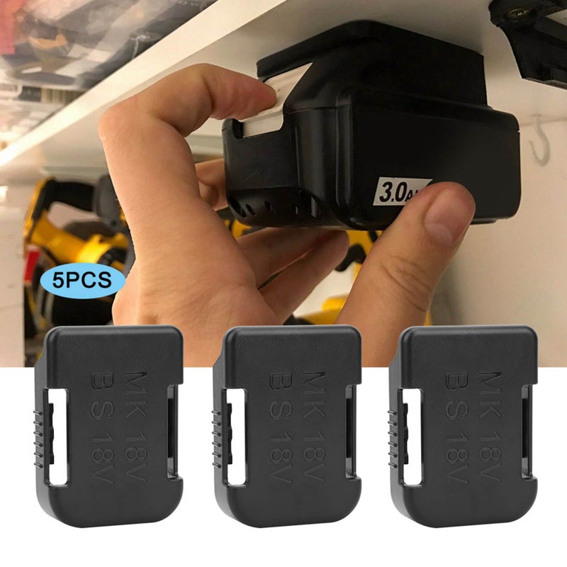 5Pcs Lithium Battery Storage Rack Shelf Bracket Belt Slot for Makita 18V Fixing DevicesBlack - Image 1