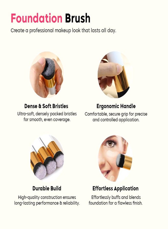 Gleva Powder Foundation Brush & 2Pcs Makeup Blender Combo Set, Premium Flat Top Kabuki Brush for Liquid & Cream Makeup with Professional Make up Sponge for Perfect Blending & Smooth Application - Image 4