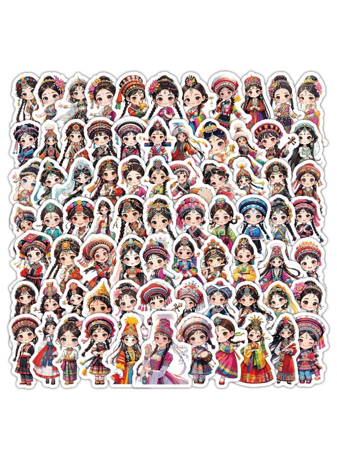 NIBEMINENT 90 Pcs Ethnic Girl Clothing Deco Kit Waterproof Stickers, High Definition Printing Bright Colors, Suitable for Laptop Skateboard Luggage Water Bottle Guitar DIY - Image 1