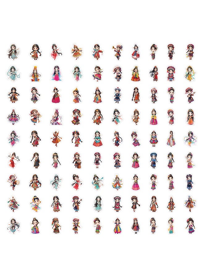 NIBEMINENT 90 Pcs Ethnic Girl Clothing Deco Kit Waterproof Stickers, High Definition Printing Bright Colors, Suitable for Laptop Skateboard Luggage Water Bottle Guitar DIY - Image 2