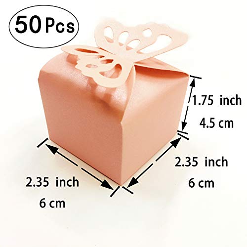 AWESON PARTY Pink Butterfly Candy Treat Boxes Set Wedding Party Favors Mother’s Day Birthday Baby Shower Party Small Gift Box Bulk Supplies 2x2x2 inch, 50pc - Image 2