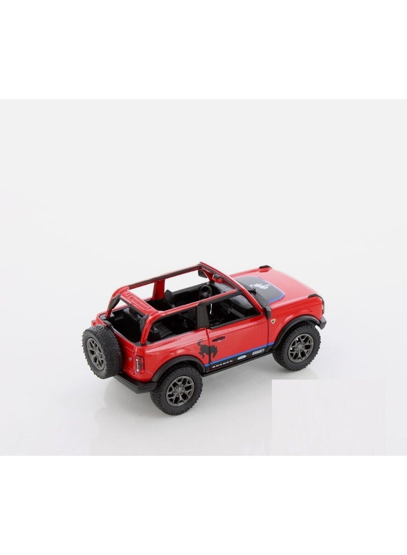 كين سمارت سيارة فورد برونكو إصدار 2022 بمقياس 1:34، مصنوعة من المعدن المصبوب، مزودة بآلية سحب للخلف وأبواب قابلة للفتح - لون أحمر - Image 3