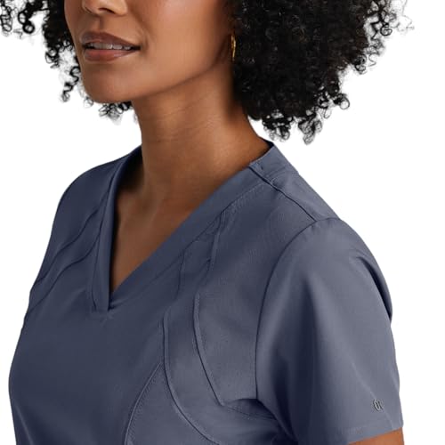 BARCO One Racer Classic Fit Scrub Top for Women – Steel, 4-Pocket V-Neck Scrub Shirt w/ 360 Spandex Stretch, Moisture Wicking, Anti-Static and Quick-Shed – Small, Regular Fit - Image 5