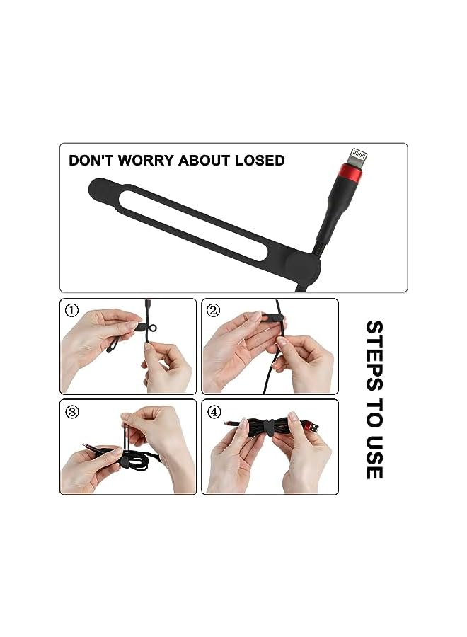 PROMASS 24Pcs Silicone Cable Straps Cord Organizer for Bundling Earphone, Phone Charger, Computer Cords, Reusable Cable Ties Wire Organizer in Home,Office,Kitchen,School - Image 3