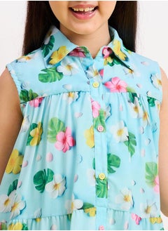 Stylo Bug Floral Print Collared Sleeveless Dress by Styli  - Image 5