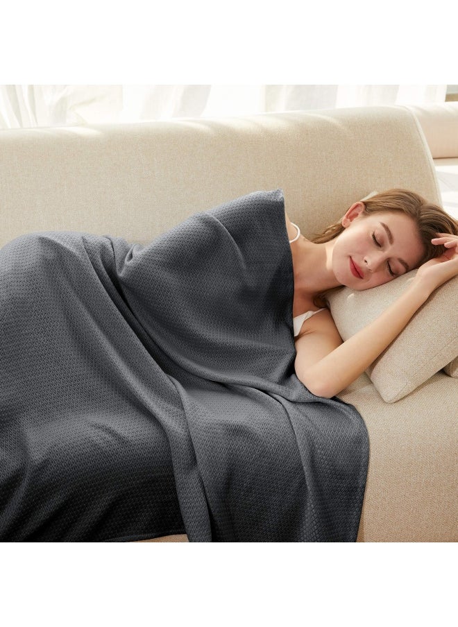 AmyHomie - Cooling Blanket 100% Rayon Derived From Bamboo Cool Summer Blanket For Hot Sleepers Soft Comfy Lightweight Blankets For All Seasons Best Gi Feet Idea Dark Grey 79×91In - Image 1