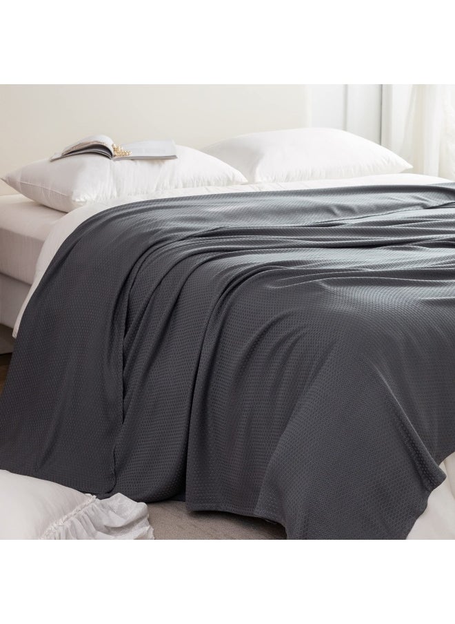 AmyHomie - Cooling Blanket 100% Rayon Derived From Bamboo Cool Summer Blanket For Hot Sleepers Soft Comfy Lightweight Blankets For All Seasons Best Gi Feet Idea Dark Grey 79×91In - Image 1
