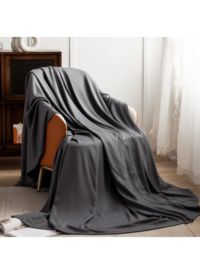 AmyHomie - Cooling Blanket 100% Rayon Derived From Bamboo Cool Summer Blanket For Hot Sleepers Soft Comfy Lightweight Blankets For All Seasons Best Gi Feet Idea Dark Grey 79×91In - Image 1