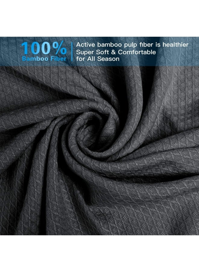 AmyHomie - Cooling Blanket 100% Rayon Derived From Bamboo Cool Summer Blanket For Hot Sleepers Soft Comfy Lightweight Blankets For All Seasons Best Gi Feet Idea Dark Grey 79×91In - Image 1