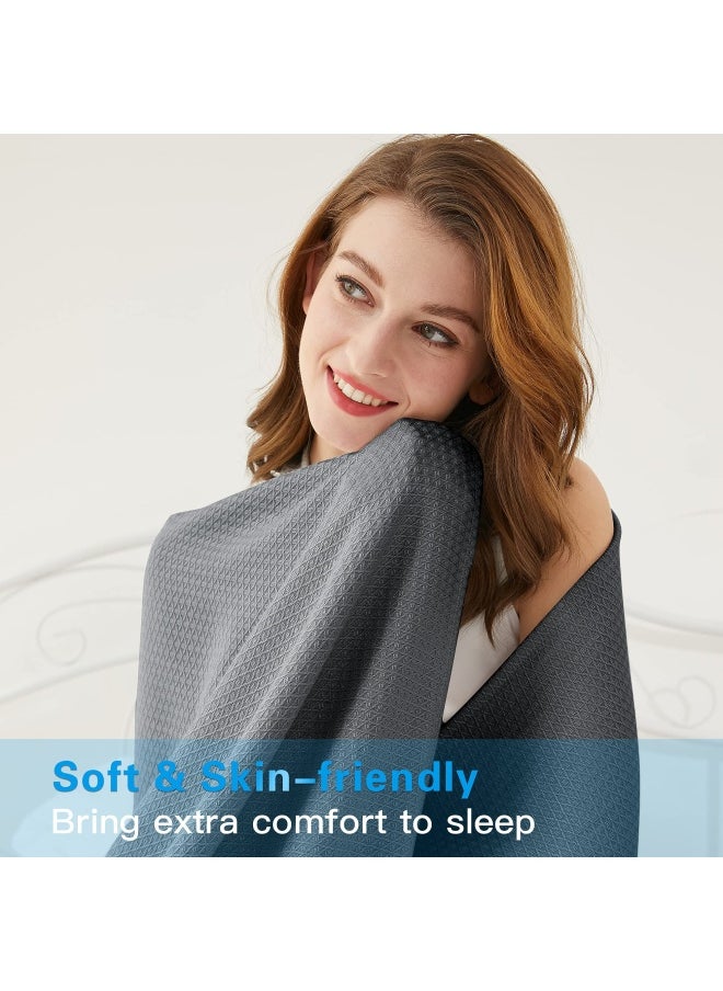 AmyHomie - Cooling Blanket 100% Rayon Derived From Bamboo Cool Summer Blanket For Hot Sleepers Soft Comfy Lightweight Blankets For All Seasons Best Gi Feet Idea Dark Grey 79×91In - Image 1
