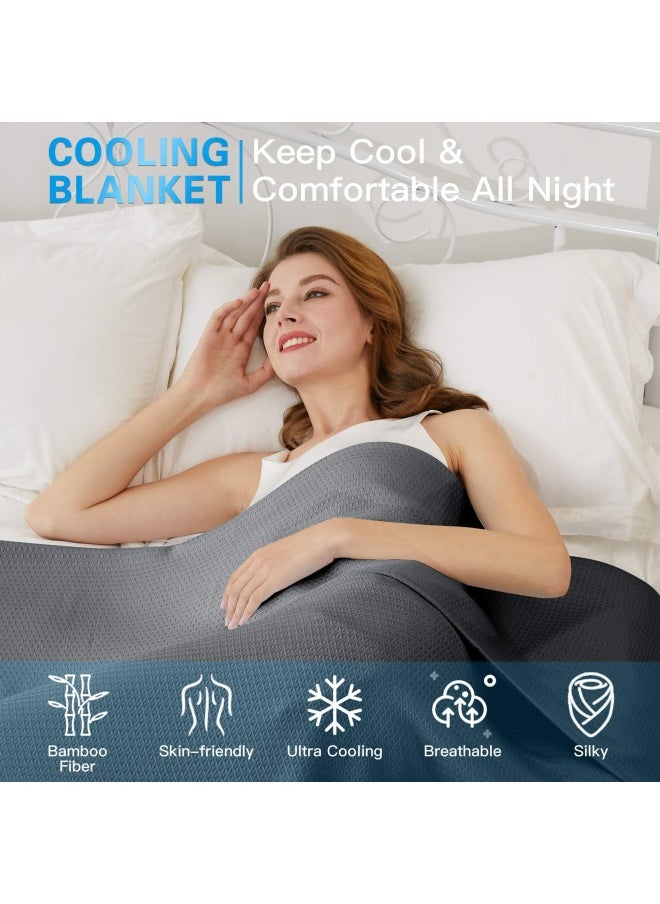 AmyHomie - Cooling Blanket 100% Rayon Derived From Bamboo Cool Summer Blanket For Hot Sleepers Soft Comfy Lightweight Blankets For All Seasons Best Gi Feet Idea Dark Grey 79×91In - Image 1