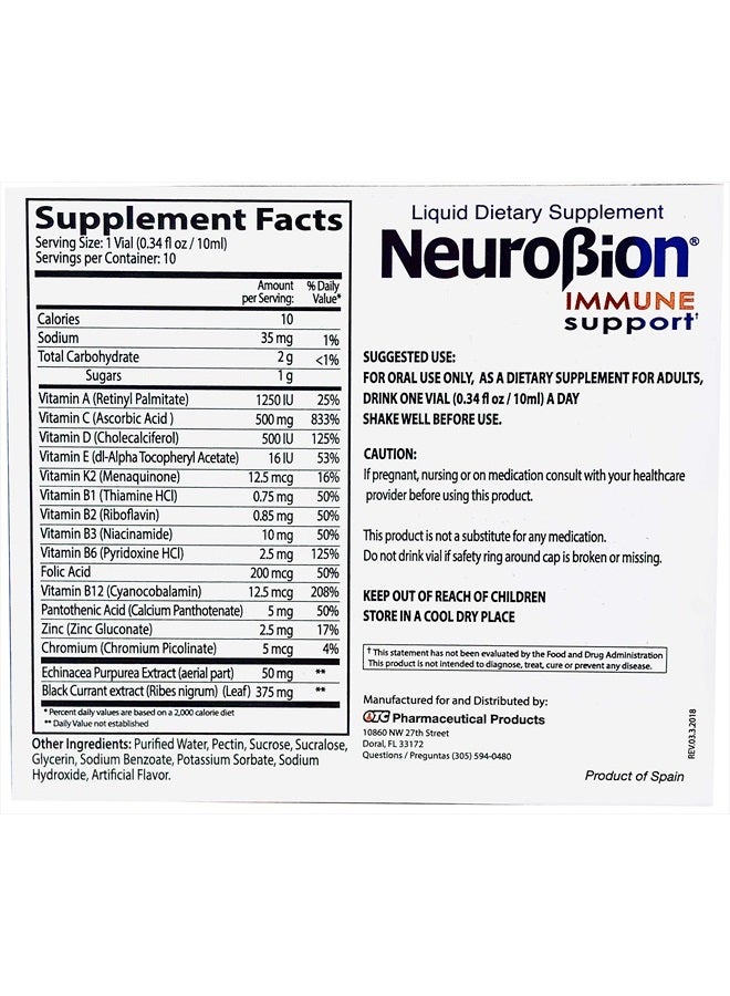 Neurobion Immune Support with Echinacea & Zinc 10 vials x 10 ml - Image 2