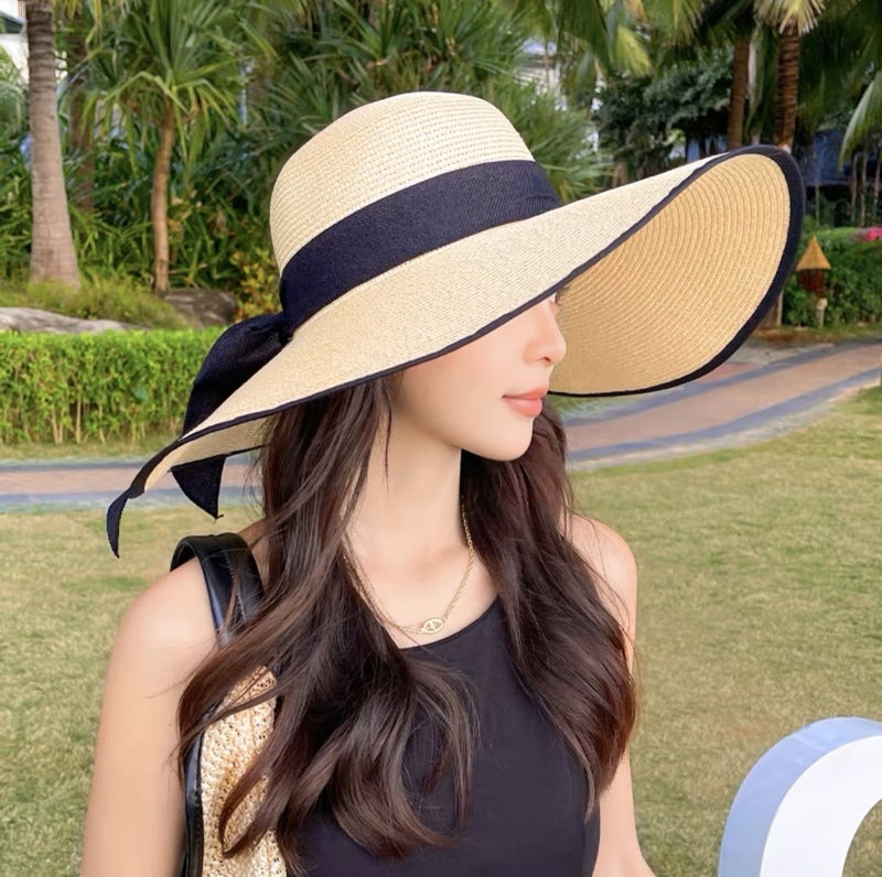 Summer Wide Brim Sun Hat Womens Beach Fashion Khaki - Image 5