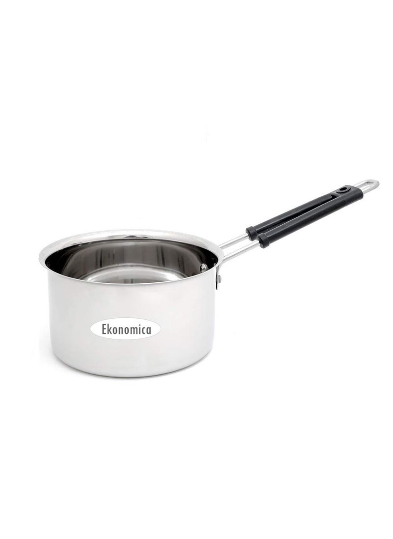 KCL Ekonomica Stainless Steel Flat Bottom Multipurpose Heat Proof Plain Saucepan 1000ML Diamater 17Cm  - Image 1