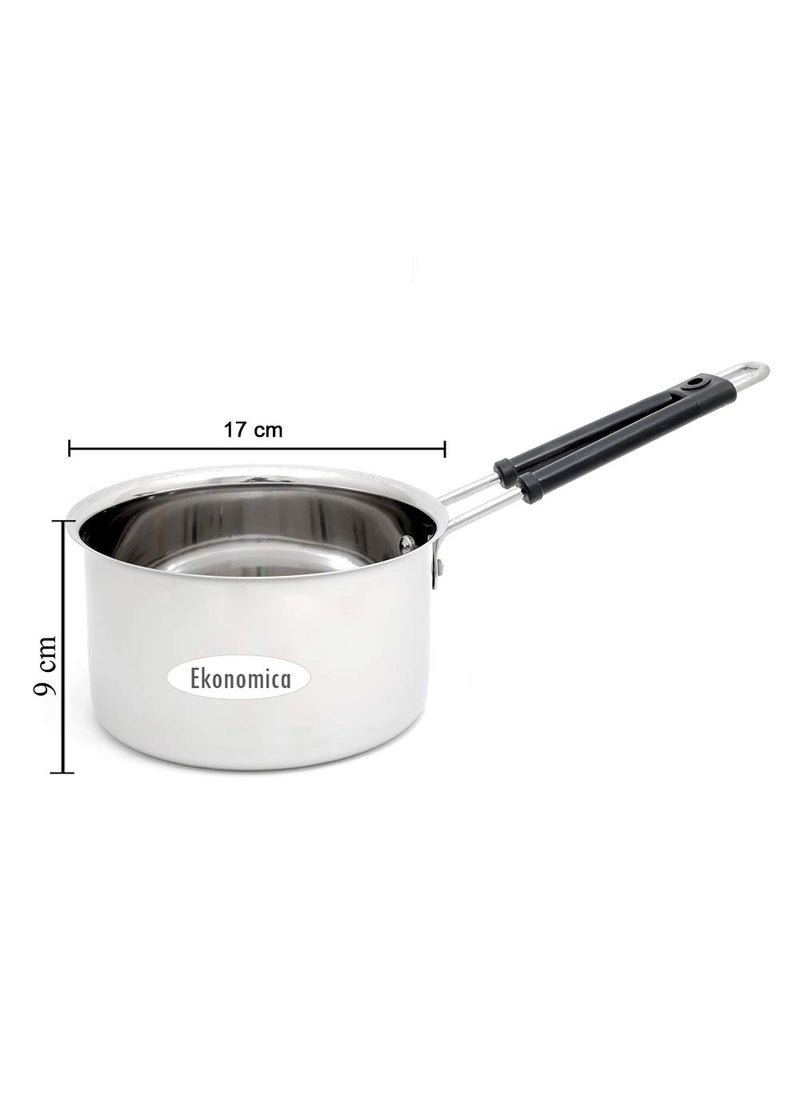 KCL Ekonomica Stainless Steel Flat Bottom Multipurpose Heat Proof Plain Saucepan 1000ML Diamater 17Cm  - Image 2