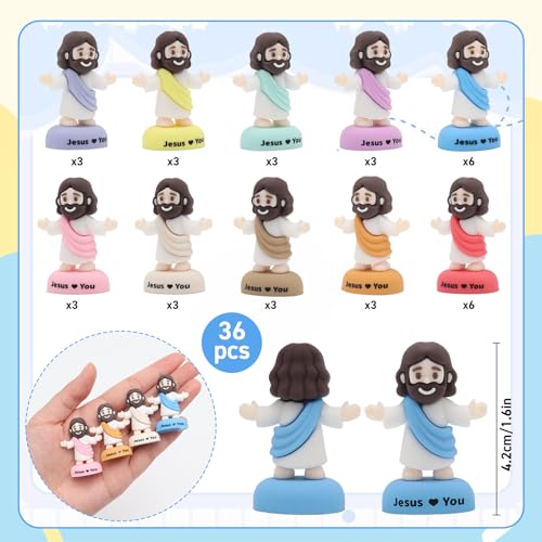 Yelakey Easter Egg Fillers 36 Pack Mini Jesus Figurines Jesus Loves You Bulk Christian Toys Sunday School Prizes Church Party Favors Easter Basket Stuffers Christian Gifts - Image 5