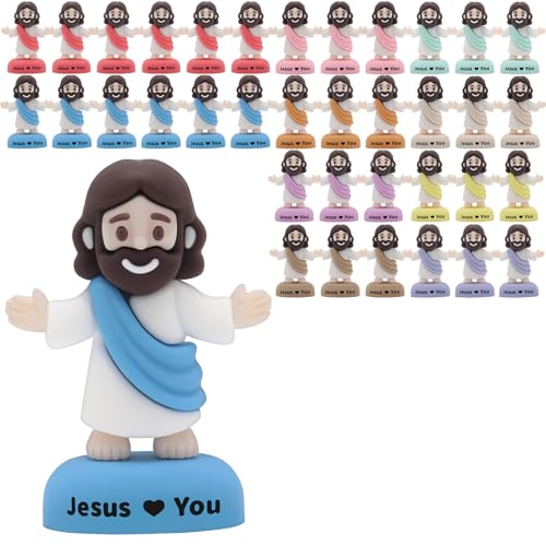 Yelakey Easter Egg Fillers 36 Pack Mini Jesus Figurines Jesus Loves You Bulk Christian Toys Sunday School Prizes Church Party Favors Easter Basket Stuffers Christian Gifts - Image 1