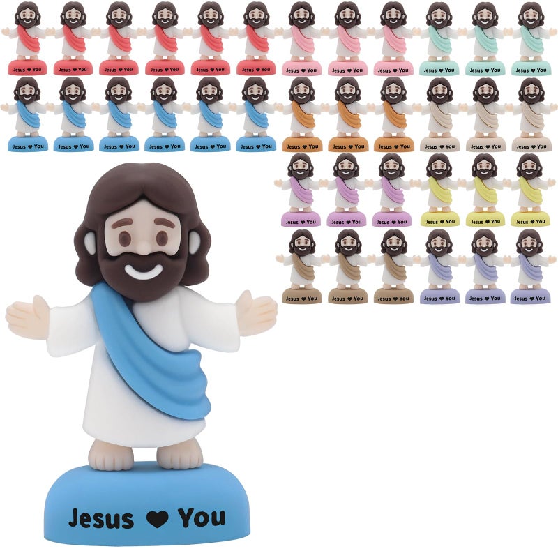 Yelakey Easter Egg Fillers 36 Pack Mini Jesus Figurines Jesus Loves You Bulk Christian Toys Sunday School Prizes Church Party Favors Easter Basket Stuffers Christian Gifts - Image 3
