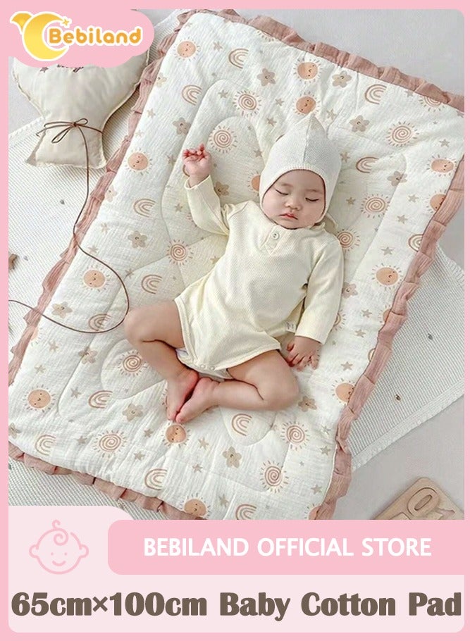 Bebiland 65cm×100cm Baby Cotton Padded Mattress , 100% Soft Cotton,Warm Nursery Crib Pad, Washable & Two-Sided Use, Perfect for Nurseries,  Cribs  - Image 1