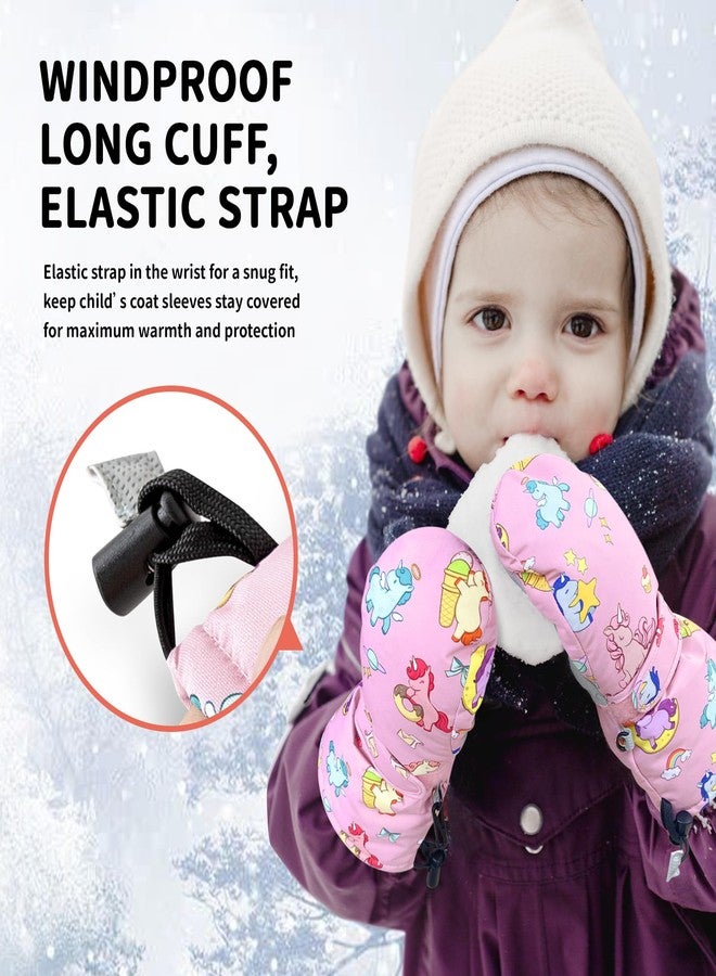 Caudblor Kids Mittens for Age 2-4,5-7,8-10,Pink Toddler Waterproof Long Cuff Winter Mittens Gloves for Girls, Little Girl Fleece Lined Snow Mittens, Lightweight Childrens Mittens for Skiing,Skating - Image 5