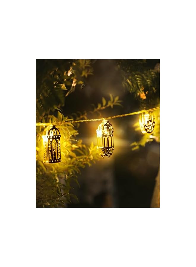 The Bros أضواء سلسلة زينة عيد الأضحى، 10.3 قدم 20 LED قمر ونجمة فوانيس رمضان، زينة رمضان أضواء ليلية لمهرجان عيد الميلاد المنزل غرفة النوم الحديقة الزفاف عيد الميلاد - Image 5