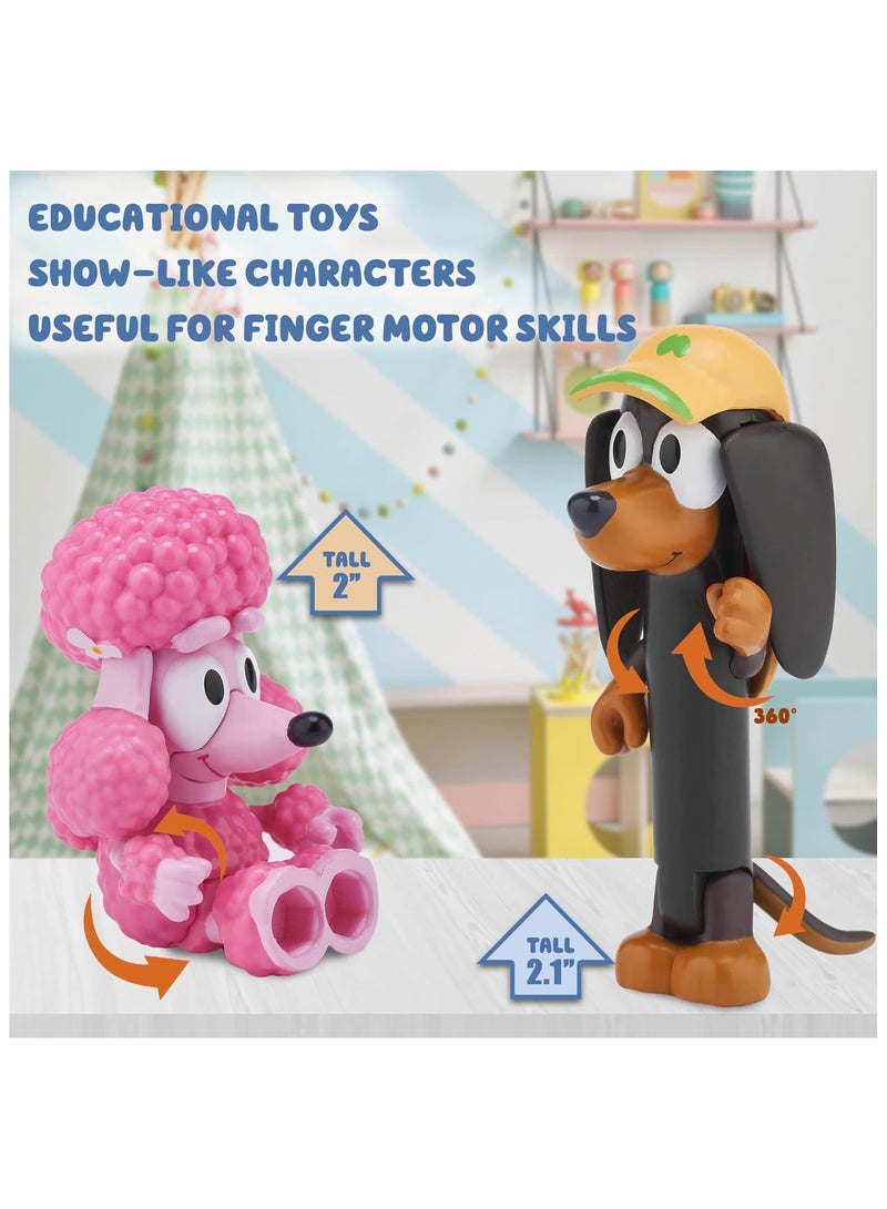 مجموعة ألعاب بلوي مذهلة مكونة من 8 قطع من ألعاب العائلة والأصدقاء بلوي، بينجو، بانديت، تشيلي، كوكو، سنيكرز، شخصيات مجسمة مفصلية ملونة صدئة مقاس 2.5 سم - Image 2