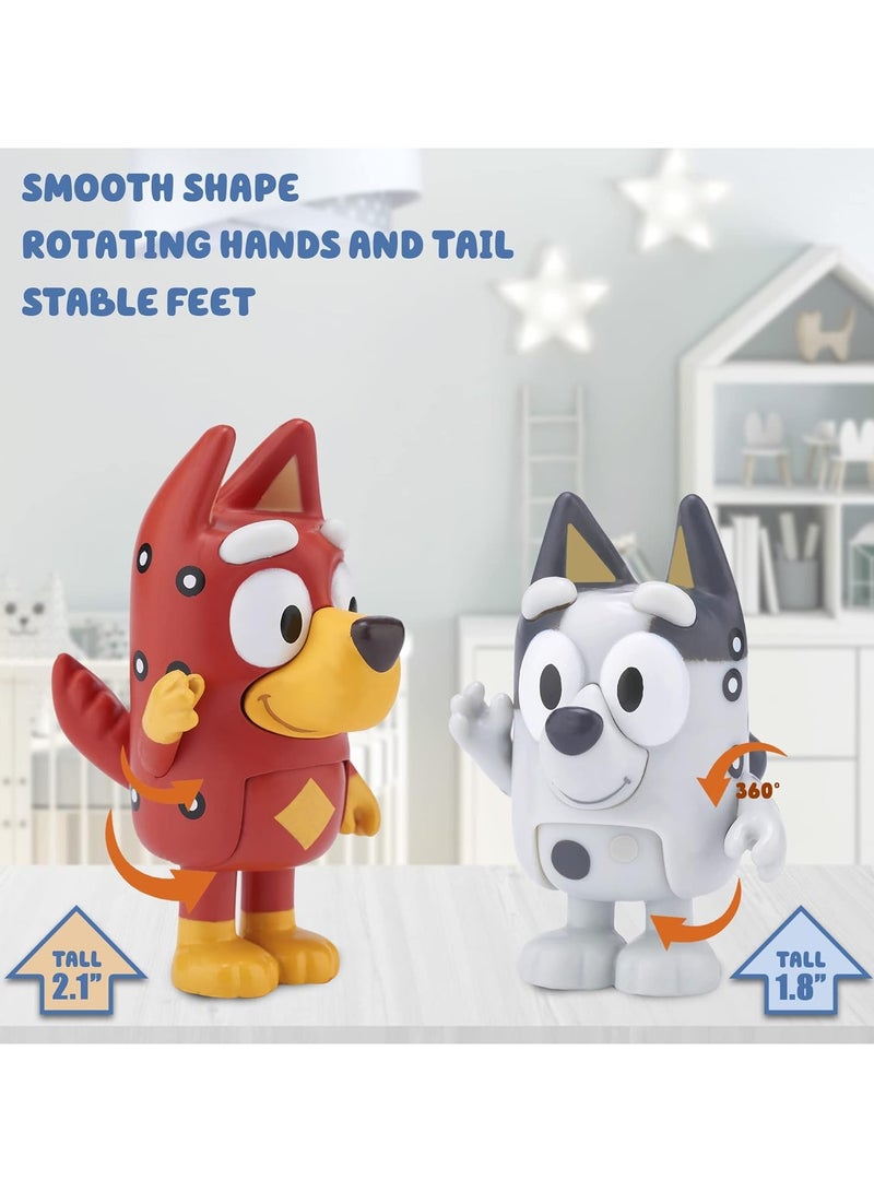 مجموعة ألعاب بلوي مذهلة مكونة من 8 قطع من ألعاب العائلة والأصدقاء بلوي، بينجو، بانديت، تشيلي، كوكو، سنيكرز، شخصيات مجسمة مفصلية ملونة صدئة مقاس 2.5 سم - Image 4