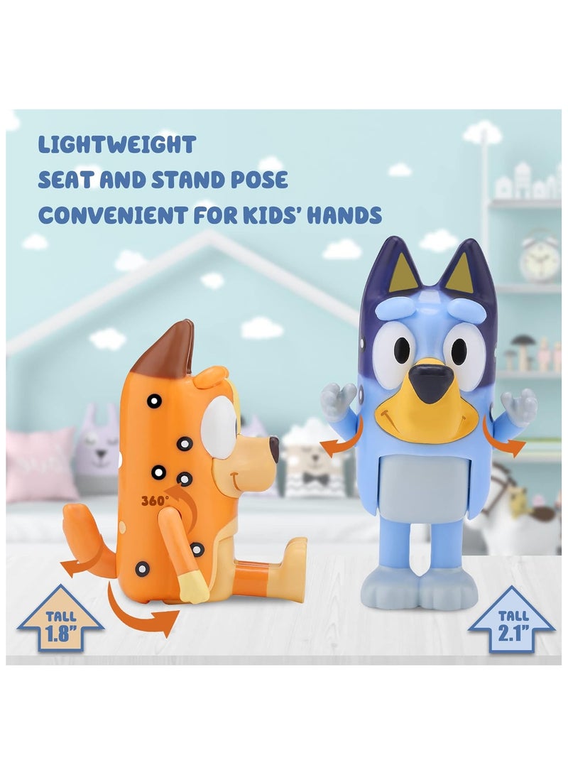 مجموعة ألعاب بلوي مذهلة مكونة من 8 قطع من ألعاب العائلة والأصدقاء بلوي، بينجو، بانديت، تشيلي، كوكو، سنيكرز، شخصيات مجسمة مفصلية ملونة صدئة مقاس 2.5 سم - Image 3