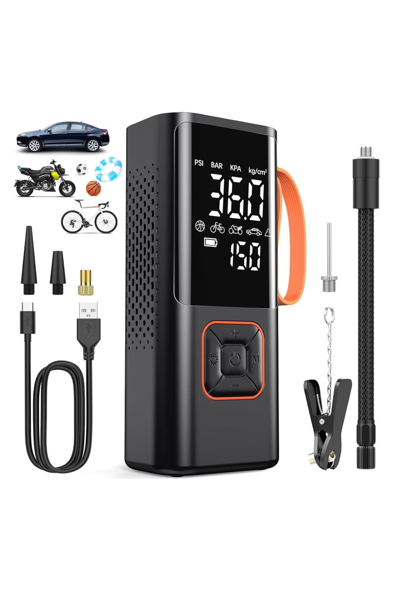 منفاخ إطارات السيارة الرقمي - مضخة هواء عالية السرعة مزودة بشاشة LED، وإيقاف تشغيل تلقائي، وطاقة ١٢ فولت تيار مستمر، ومجموعة فوهات، وحقيبة سفر - Image 1