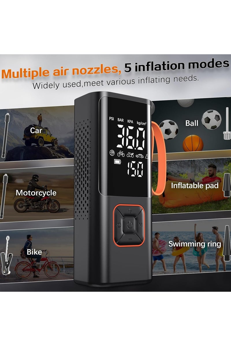 منفاخ إطارات السيارة الرقمي - مضخة هواء عالية السرعة مزودة بشاشة LED، وإيقاف تشغيل تلقائي، وطاقة ١٢ فولت تيار مستمر، ومجموعة فوهات، وحقيبة سفر - Image 3