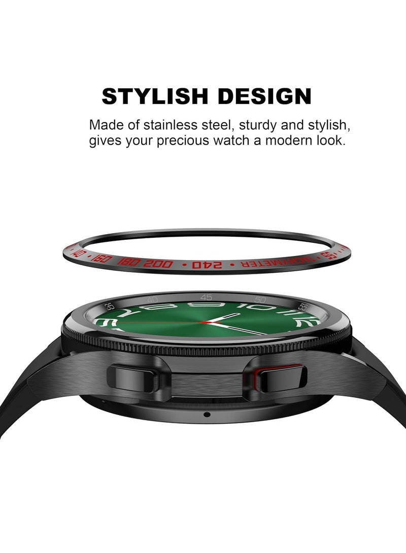 Compatible Galaxy Watch Bezel Ring 46mm / Galaxy Gear S3 Frontier & Classic Bezel Ring,Aluminum Metal Bezel Ring Protection Cover for Galaxy Watch Accessory (Black @ Red)  - Image 4