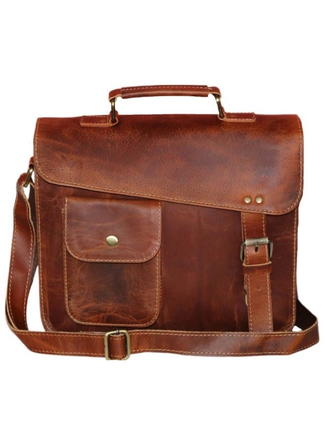 jaald 13" leather messenger bag laptop case office briefcase gift for men computer distressed shoulder bag - Image 3