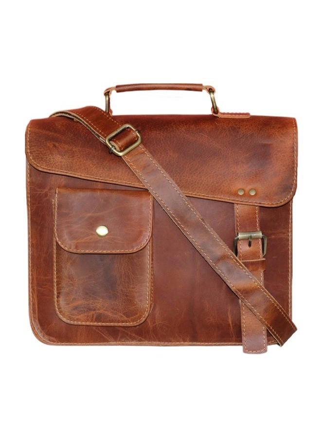 jaald 13" leather messenger bag laptop case office briefcase gift for men computer distressed shoulder bag - Image 1