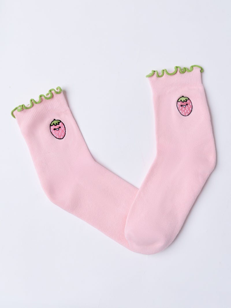 The Souled Store Souled Socks: Strawberry Kids Socks | Graphic Print Casual Everyday Wear - Image 3