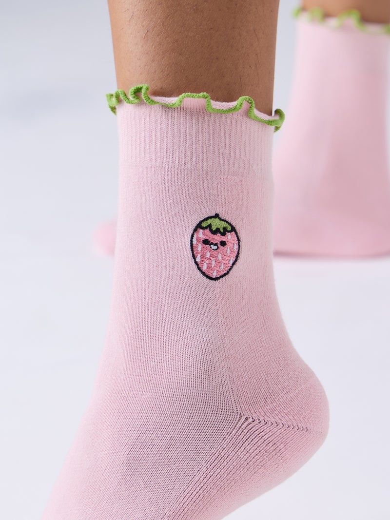 The Souled Store Souled Socks: Strawberry Kids Socks | Graphic Print Casual Everyday Wear - Image 2