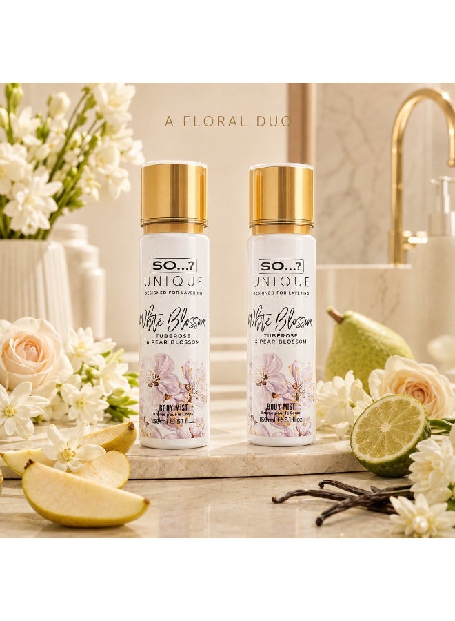سو..؟ SO…? بخاخ معطر للجسم "وايت بلوسوم" (White Blossom) للنساء - عطر زهري بلمسات من المسك والخشب يدوم طويلاً - يمكن استخدامه بمفرده أو دمجه مع عطور أخرى - هدية مثالية للنساء والفتيات المراهقات - عبوة مزدوجة (150 مل × 2). - Image 4
