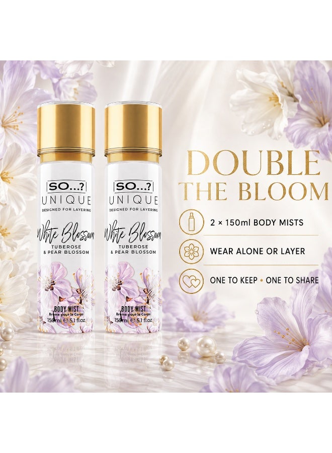 سو..؟ SO…? بخاخ معطر للجسم "وايت بلوسوم" (White Blossom) للنساء - عطر زهري بلمسات من المسك والخشب يدوم طويلاً - يمكن استخدامه بمفرده أو دمجه مع عطور أخرى - هدية مثالية للنساء والفتيات المراهقات - عبوة مزدوجة (150 مل × 2). - Image 3